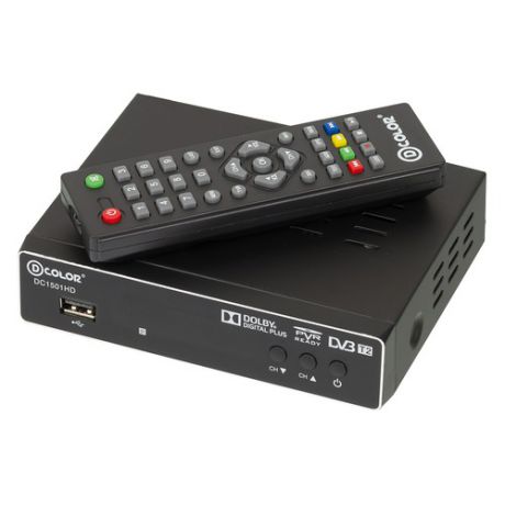 Ресивер DVB-T2 D-COLOR DC1501HD, черный