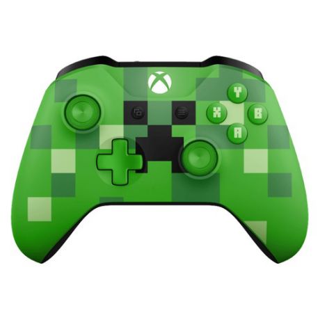 Геймпад Беспроводной MICROSOFT Minecraft Creeper, для Xbox One, зеленый [wl3-00057]