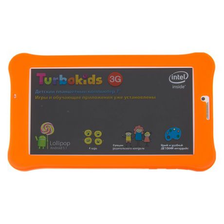 Детский планшет TURBO TurboKids 3G 8Gb, Wi-Fi, 3G, Android 5.1, белый/оранжевый [рт00020453]
