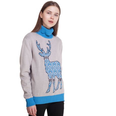 Свитер ЗАПОРОЖЕЦ Deer x Helga женский (Grey/Blue, S)