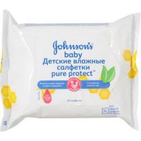 Johnsons baby Pure Protect - Влажные салфетки антибактериальные, 25 шт
