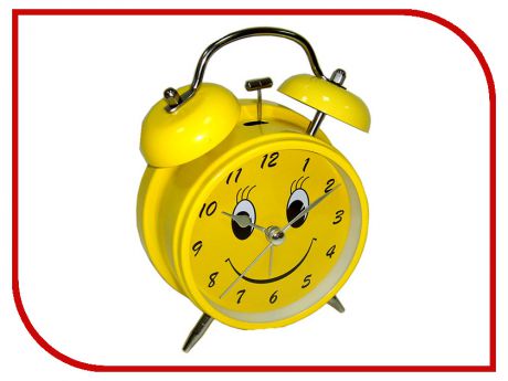 Часы Эврика Будильник Смайл D-11.6cm Yellow 91863