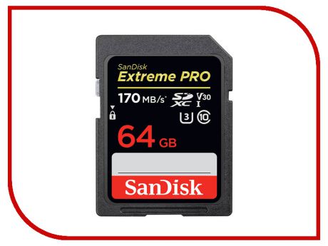 Карта памяти 64Gb - SanDisk Extreme Pro - Secure Digital XC Class 10 UHS-I SDSDXXY-064G-GN4IN