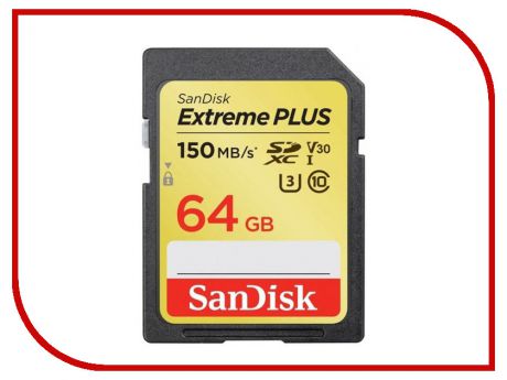 Карта памяти 64Gb - SanDisk Extreme Plus - Secure Digital XC Class 10 UHS-I SDSDXW6-064G-GNCIN