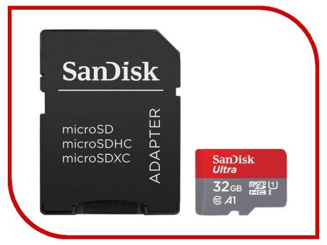 Карта памяти 32Gb - SanDisk Ultra Micro Secure Digital HC - Class 10 UHS-1 SDSQUAR-032G-GN6MA с переходником под SD (Оригинальная!