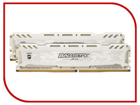 Модуль памяти Crucial Ballistix Sport LT White DDR4 DIMM 3200MHz PC4-25600 CL16 - 16Gb KIT (2x8Gb) BLS2K8G4D32AESCK