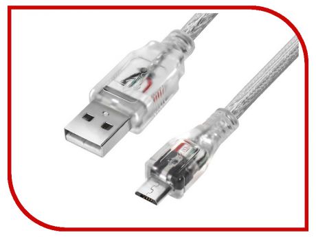 Аксессуар Greenconnect Micro USB 2.0 AM - Micro B 5pin 1.0m Transparent GCR-UA2MCB2-BB2S-1.0m