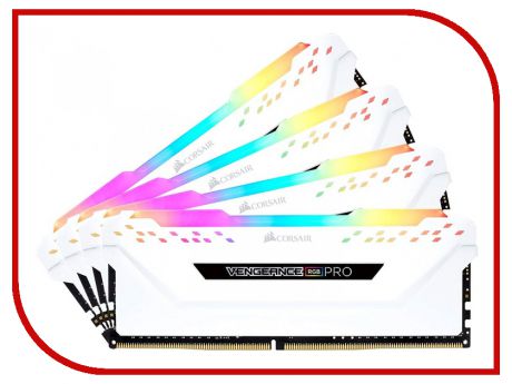 Модуль памяти Corsair Vengeance RGB Pro White DDR4 DIMM 3000MHz PC4-24000 CL15 - 32Gb KIT (4x8Gb) CMW32GX4M4C3000C15W