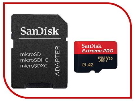 Карта памяти 128Gb - SanDisk MicroSD Extreme Pro Class 10 SDSQXCY-128G-GN6MA с переходником под SD