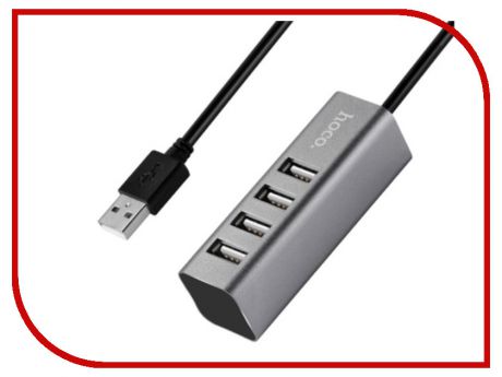 Хаб USB HOCO HB1 4xUSB Line Machine Grey