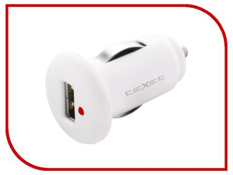 Зарядное устройство teXet PowerUno USB/iPhone 4 TPC-1003 1A White автомобильное