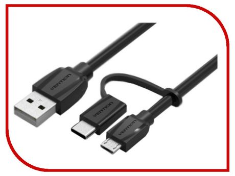 Аксессуар Vention USB Type C M+micro B 5pin - USB 2.0 AM 0.5m Black Edition CABBD