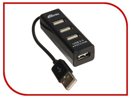 Хаб USB Ritmix CR-2402 USB 4-ports Black