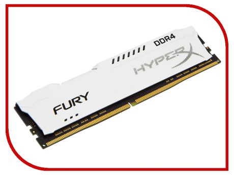 Модуль памяти Kingston HyperX Fury White DDR4 DIMM 2400MHz PC4-19200 CL15 - 8Gb HX424C15FW2/8