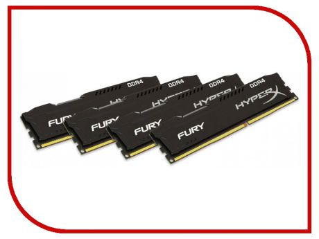 Модуль памяти Kingston HyperX Fury Black DDR4 DIMM 2400MHz PC4-19200 CL15 - 32Gb KIT (4x8Gb) HX424C15FB2K4/32