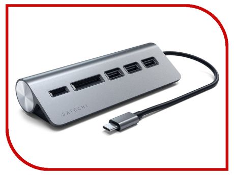 Хаб USB Satechi Aluminum Type-C - USB 3.0 Hub & Micro/SD Card Reader Grey ST-TCHCRM
