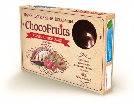 Конфеты функциональные Choco Fruits кизил и шоколад с имбирем Живая еда (90 г)