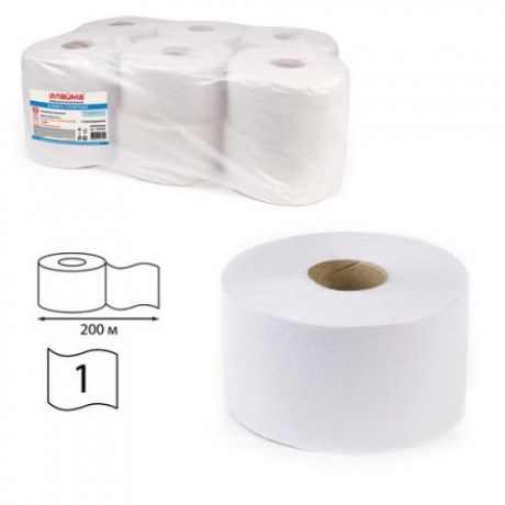 Туалетная бумага лайма, 12 шт, 1 слой, 200 м