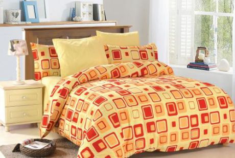 Комплект постельного белья двуспальный-евро Amore Mio, Robert, желтый