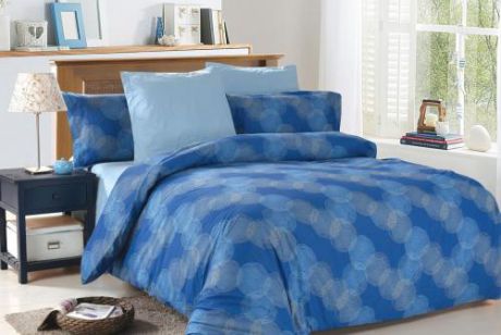 Комплект постельного белья двуспальный Amore Mio, Clement, синий