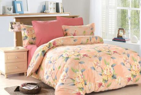Комплект постельного белья двуспальный-евро Amore Mio, Daria, персиковый