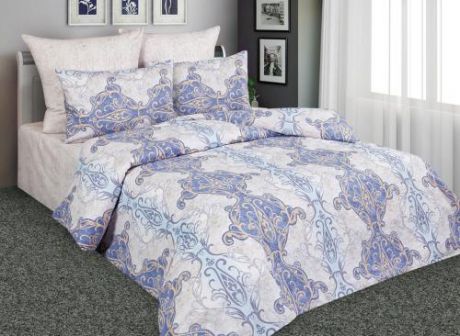 Комплект постельного белья полутораспальный Amore Mio, голубой, с узором