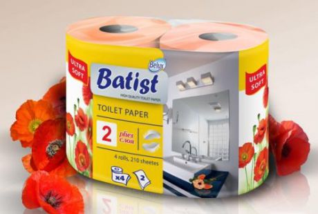 Туалетная бумага Belux, Batist, 4 шт, персиковый