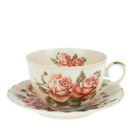 Чайная пара Best Home Porcelain, Рубиновые розы, 250 мл