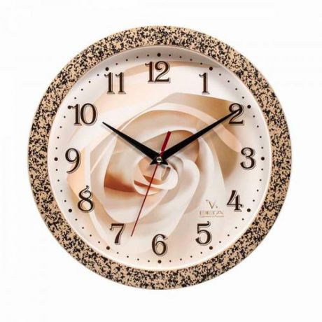 Часы настенные ВЕГА, Роза на сером, 29 см