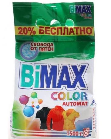 Порошок стиральный BiMAX, Автомат, Compact, Колор, 1,5 кг