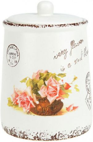 Банка для сыпучих продуктов ENS, Персиковая роза, 950 мл