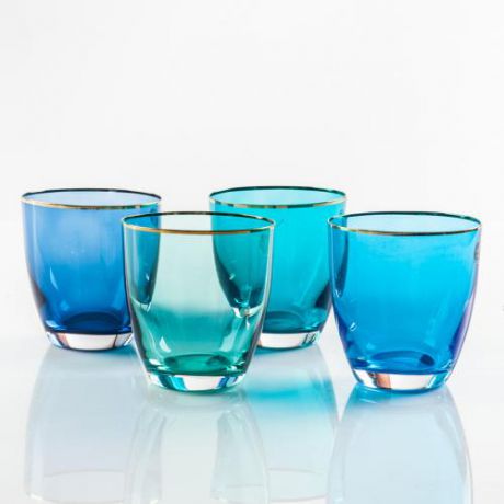 Набор стаканов для виски Bohemia Crystal, Kate, Арлекино, 4 предмета, синий