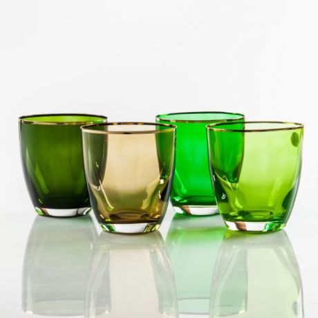 Набор стаканов для виски Bohemia Crystal, Kate, Арлекино, 4 предмета, зеленый