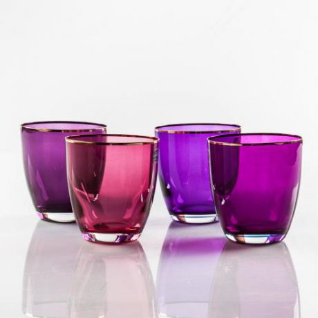 Набор стаканов для виски Bohemia Crystal, Kate, Арлекино, 4 предмета, фиолетовый