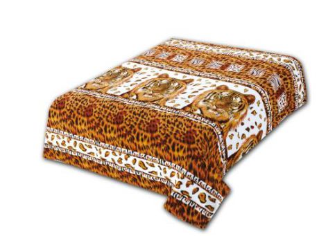 Плед полутораспальный ABSOLUTE, Морды тигра, 150*200 см, коричневый