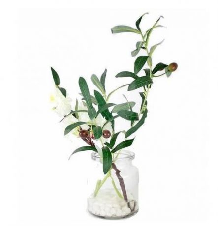 Декоративные цветы Dream Garden, Сакура белая и ветвь оливы в вазе, 34*18*31 см