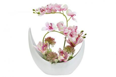 Декоративный цветок Dream Garden, Орхидея розовая, 32*15*43 см, в керамической вазе