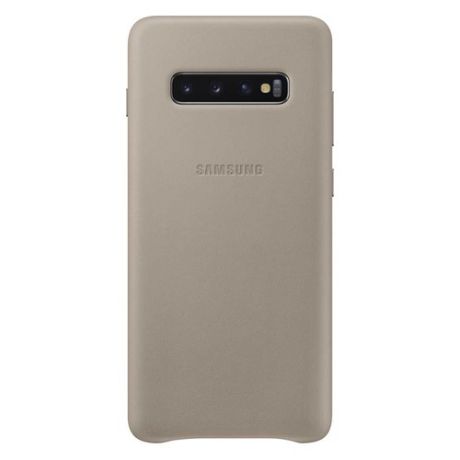 Чехол (клип-кейс) SAMSUNG Leather Cover, для Samsung Galaxy S10+, серый [ef-vg975ljegru]