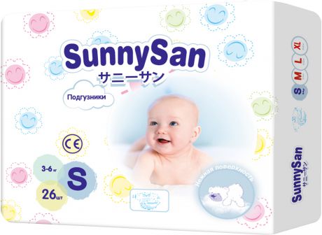 Подгузники SunnySan S (3 - 6 кг) 26 шт.