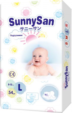 Подгузники SunnySan L (8 - 13 кг) 54 шт.