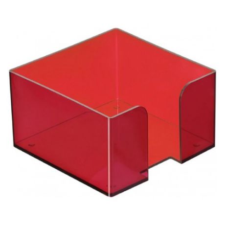 Подставка Стамм ПЛ51 для бумажного блока 90x90x50мм красный/тонированный пластик 24 шт./кор.