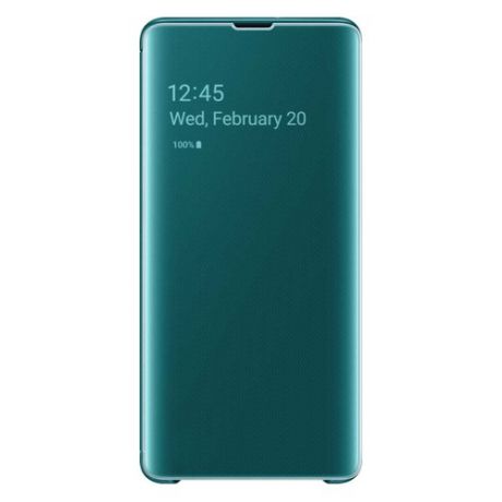 Чехол (флип-кейс) SAMSUNG Clear View Cover, для Samsung Galaxy S10+, зеленый [ef-zg975cgegru]