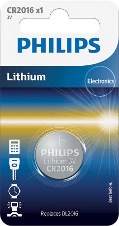 Батарейка Philips CR2016/01B Lithium 3.0V (блистер 1 шт)