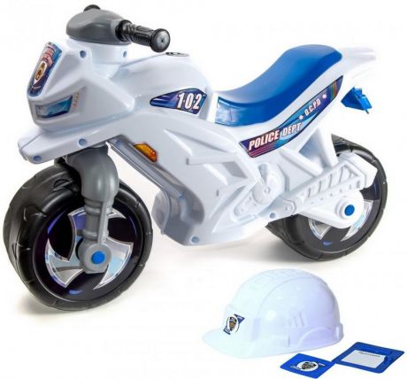 Каталка-мотоцикл беговел RT Racer RZ 1 Полиция со шлемом цвет бело-синий ОР501в2
