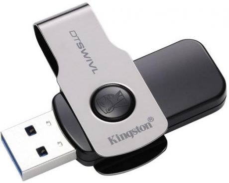 USB флешка Kingston DTSWIVL 16GB Silver Black USB 3.0 / 110 МБ/cек / 15 МБ/cек