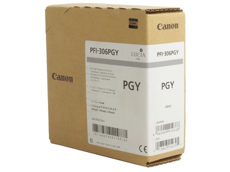 Картридж Canon PFI-306 PGY для плоттера iPF8400/9400. Фото серый. 330 мл.