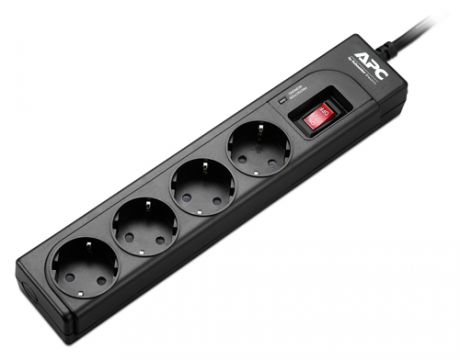 Сетевой фильтр APC P43B-RS Essential SurgeArrest 4 outlets, 1 meter power cord, 230V, black