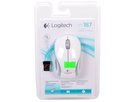 Мышь (910-002740) Logitech Wireless Mini Mouse M187, White