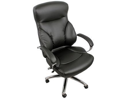 Кресло руководителя COLLEGE H-9582L-1K, черный экокожа, 120 кг, подлокотники кожа/хром, крестовина хром, (ШxГxВ), см 68x70x117-127