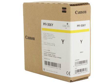 Картридж Canon PFI-306 Y для плоттера iPF8400SE/8400S/8400/9400S/9400. Жёлтый. 330 мл.